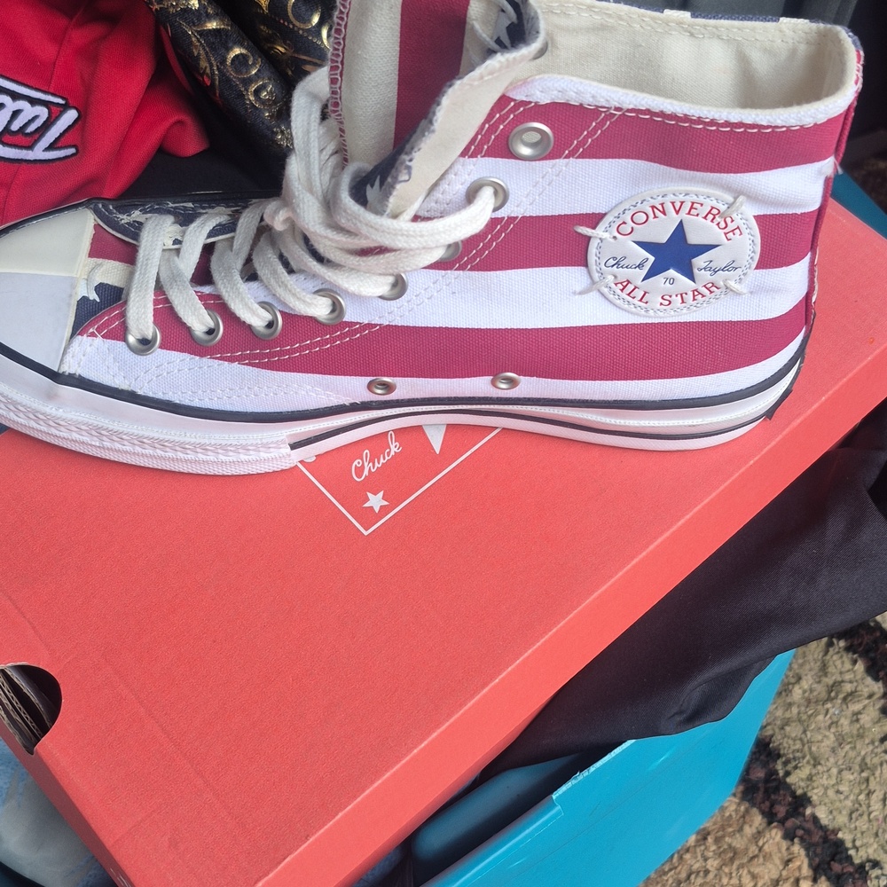 Converse Navy and White Star High-Tops - Picture 3 of 4